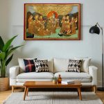 Divine Ras Leela – Handcrafted Radha Krishna Tanjore Painting - Image 4